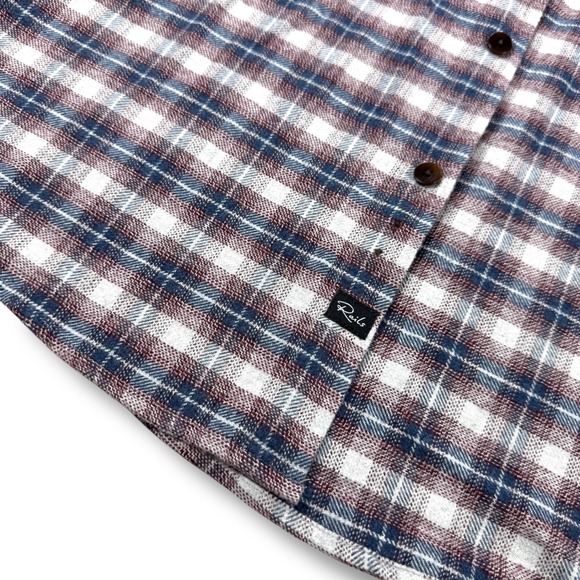 NWT Rails Forrest Flannel Shirt Mens Medium Dusk Berry Grey Plaid‎ Cotton - $158 - Picture 7 of 12